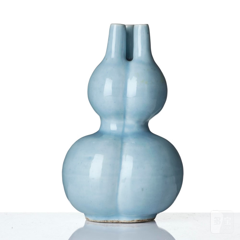 A 'claire de lune' glazed double-gourd vase, - 图4